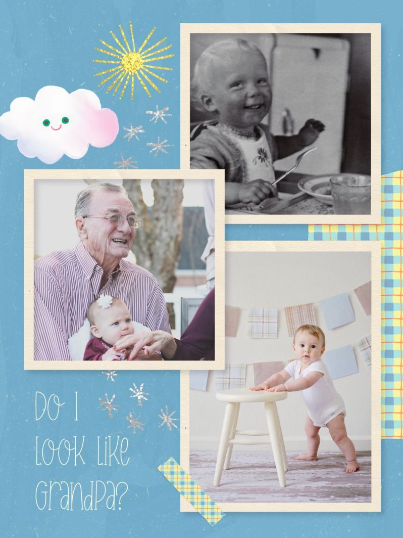 baby's milstone - collage with grandpa