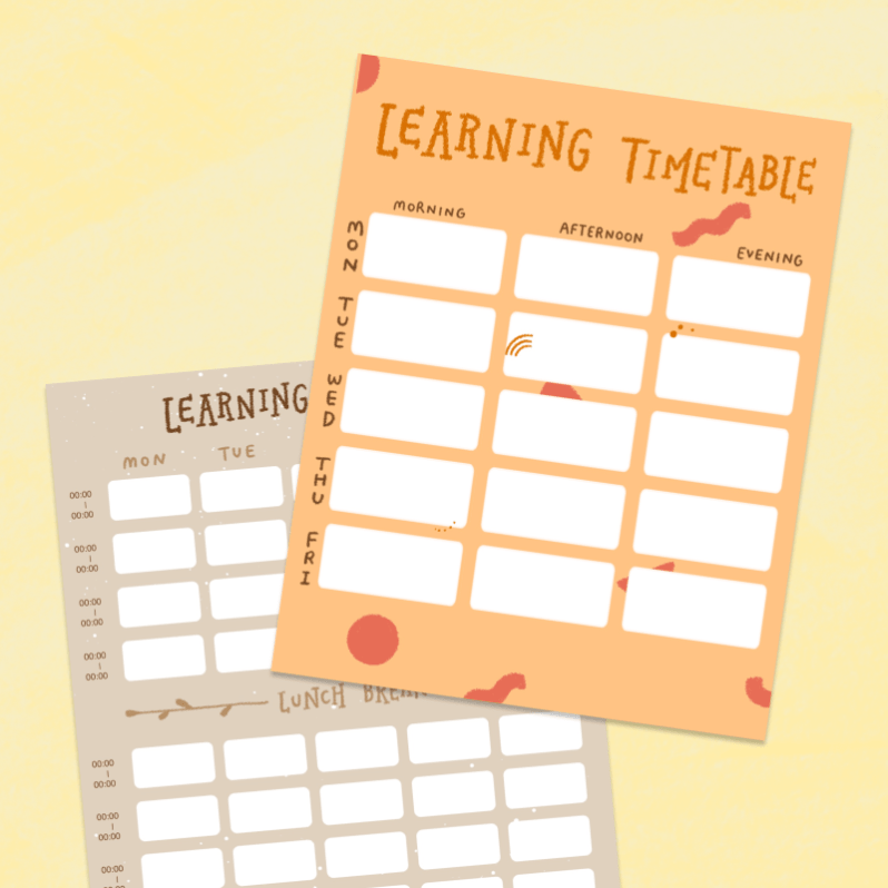Back To School - Learning Timetable